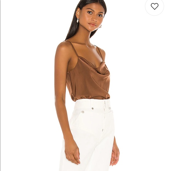 L’Academie Katlyn Brown Silk cowl neck Cami sz M - Picture 2 of 8